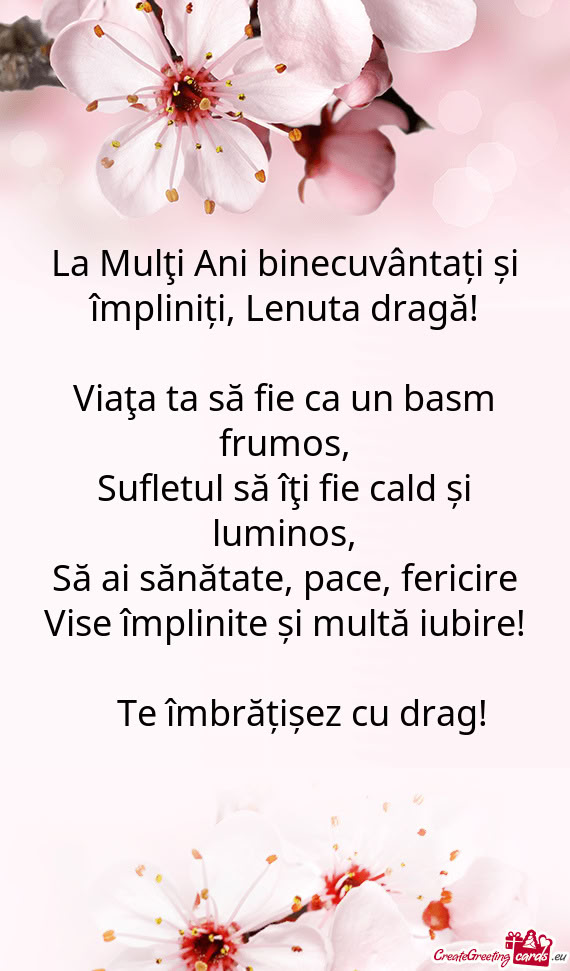 La Mulţi Ani binecuvântați și împliniți, Lenuta dragă