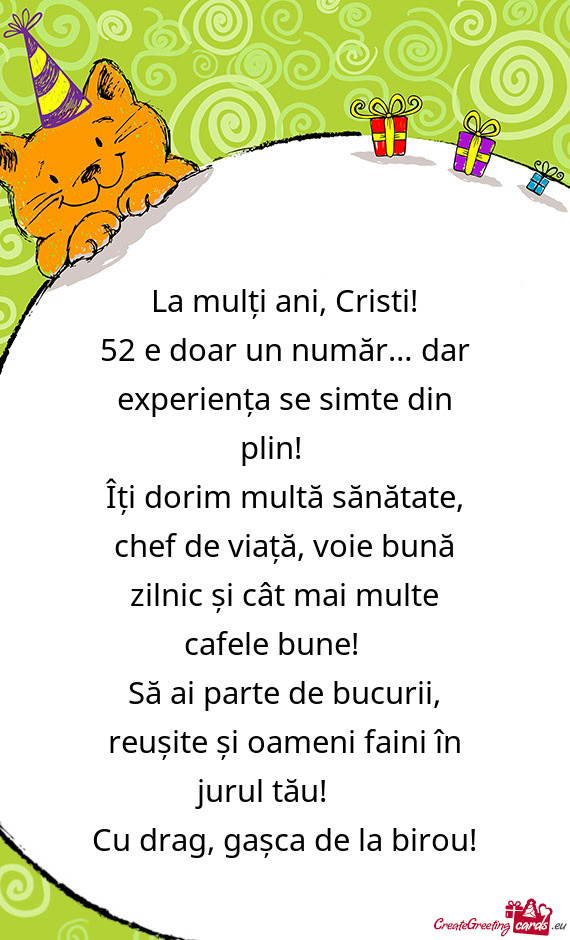 La mulți ani, Cristi