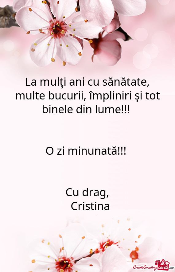 La mulţi ani cu sănătate, multe bucurii, împliniri şi tot binele din lume