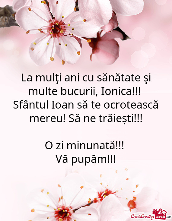 La mulţi ani cu sănătate şi multe bucurii, Ionica