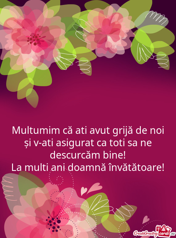 La multi ani doamnă învătătoare