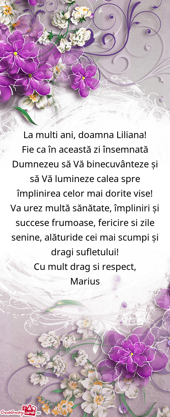 La multi ani, doamna Liliana