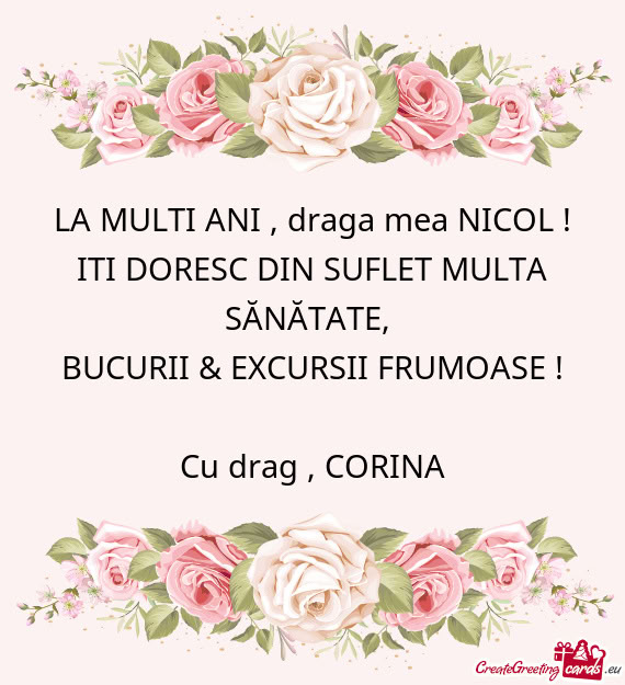 LA MULTI ANI , draga mea NICOL