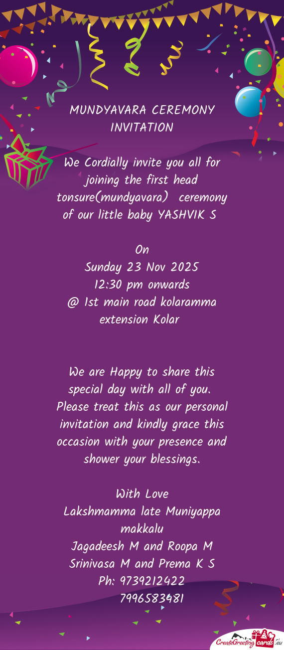 Lakshmamma late Muniyappa makkalu