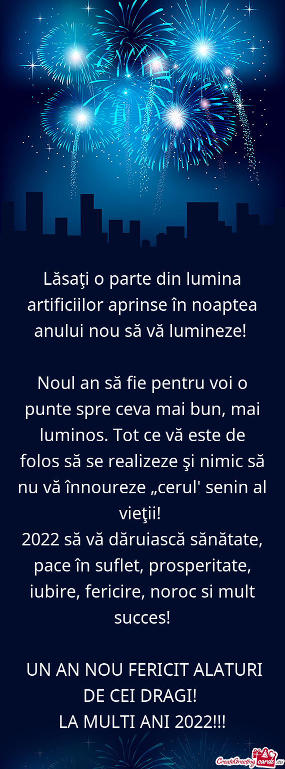 Lăsaţi o parte din lumina artificiilor aprinse în noaptea anului nou să vă lumineze