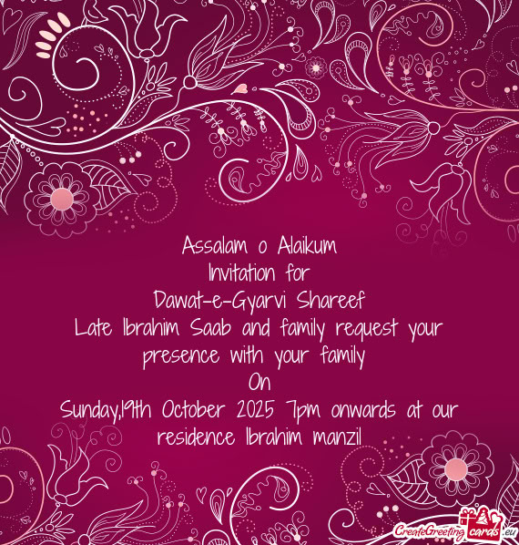 Late Ibrahim Saab and family request your presence with your family