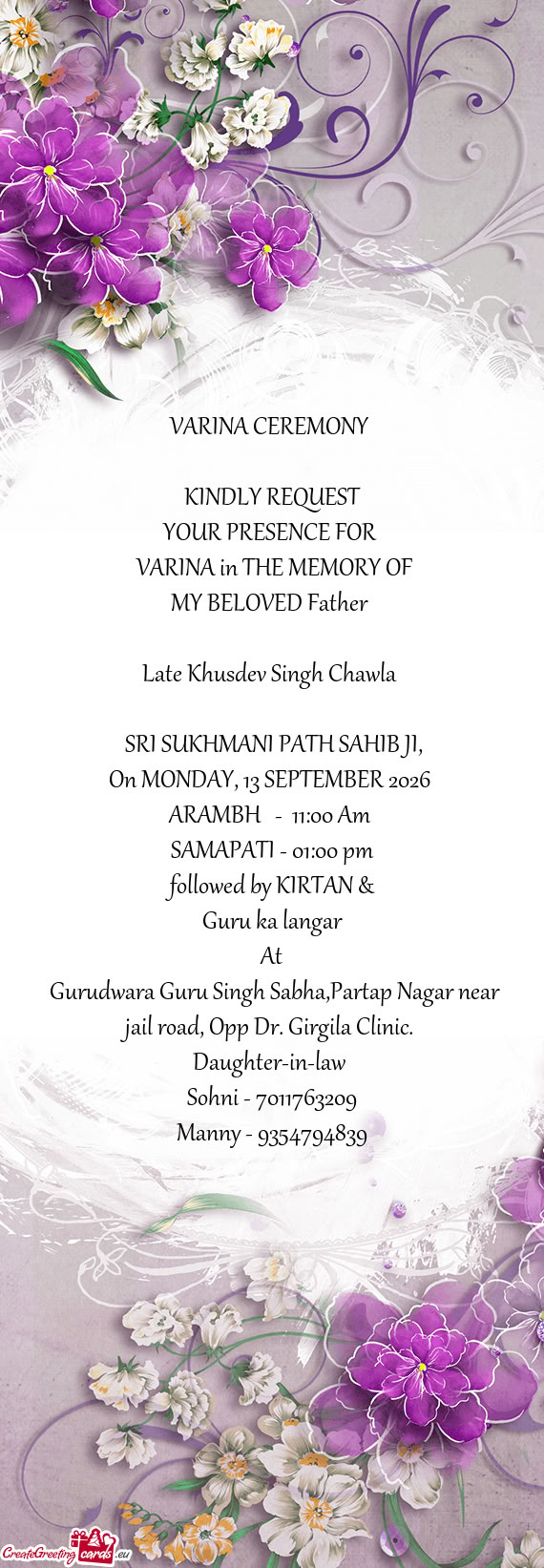 Late Khusdev Singh Chawla