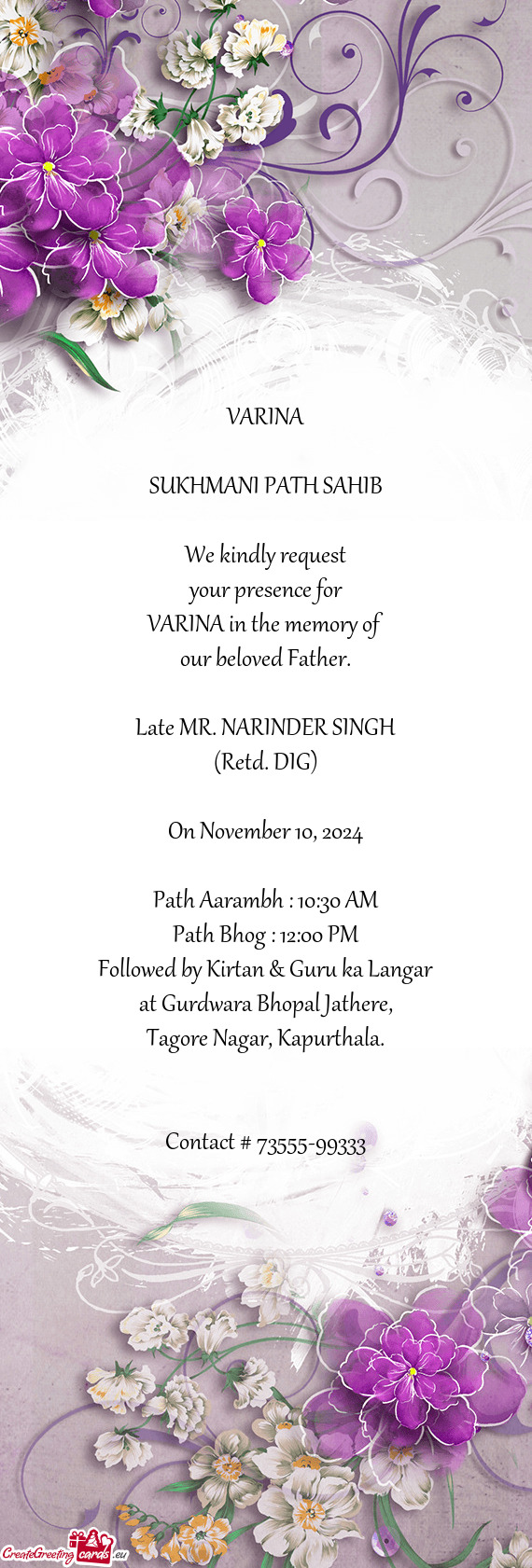 Late MR. NARINDER SINGH