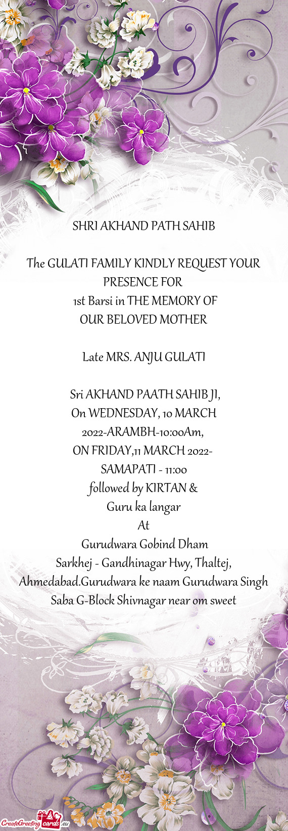 Late MRS. ANJU GULATI