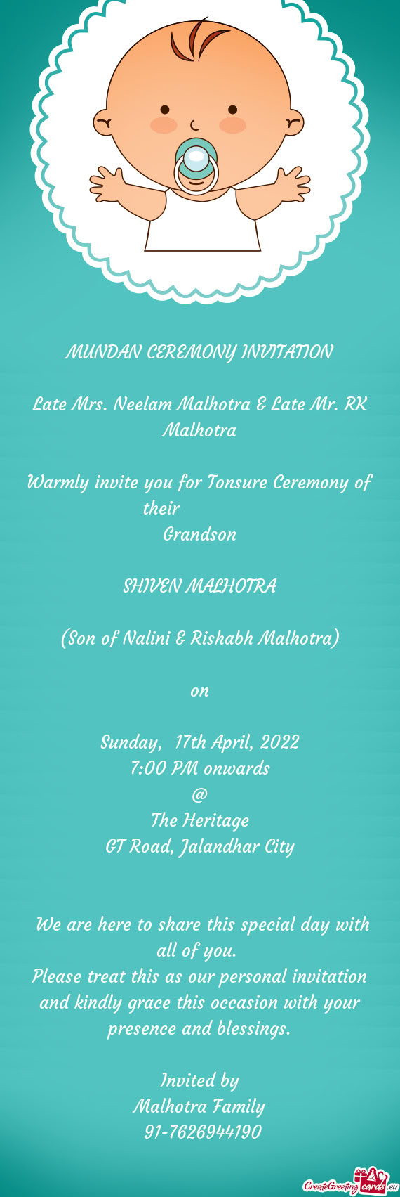 Late Mrs. Neelam Malhotra & Late Mr. RK Malhotra