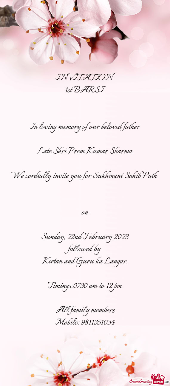 Late Shri Prem Kumar Sharma