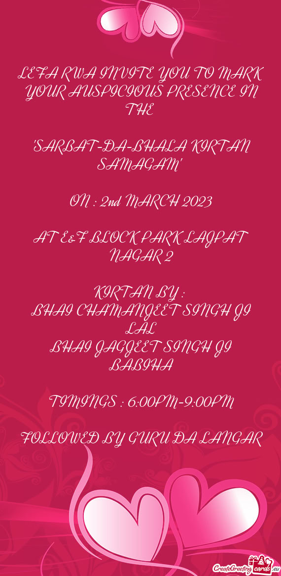 LEFA RWA INVITE YOU TO MARK YOUR AUSPICIOUS PRESENCE IN THE