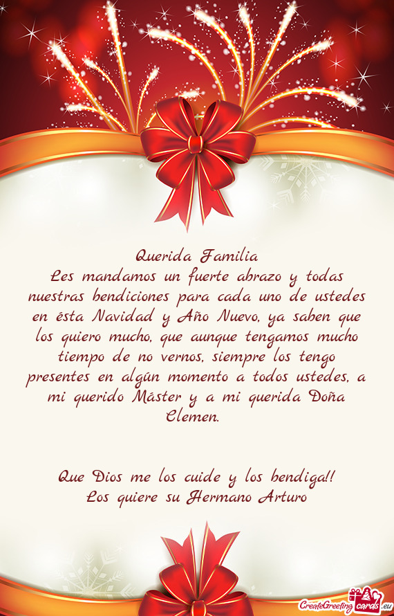 Les mandamos un fuerte abrazo y todas nuestras bendiciones para cada uno de ustedes en ésta Navidad