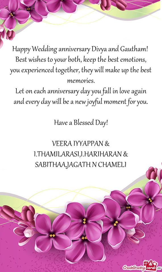 Let on each anniversary day you fall in love again and every day will be a new joyful moment for you