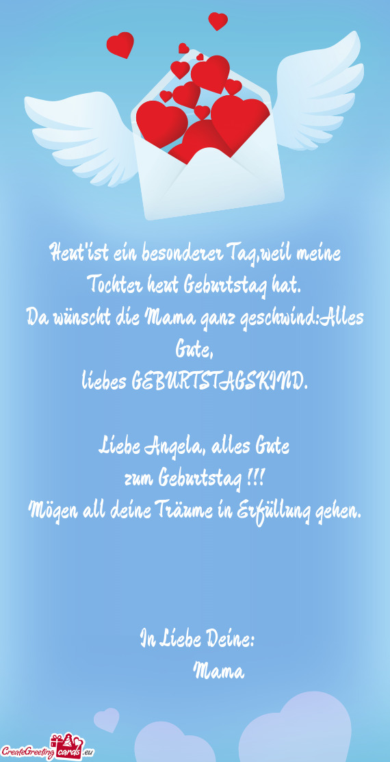 Liebe Angela, alles Gute