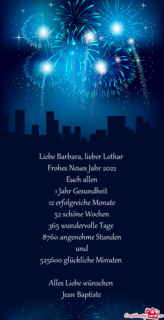 Liebe Barbara, lieber Lothar