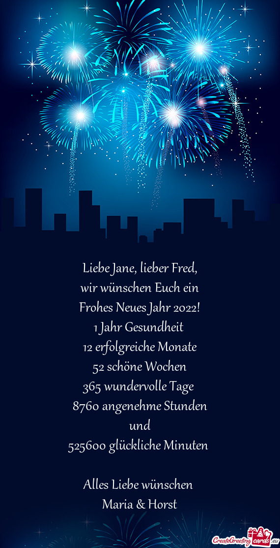 Liebe Jane, lieber Fred