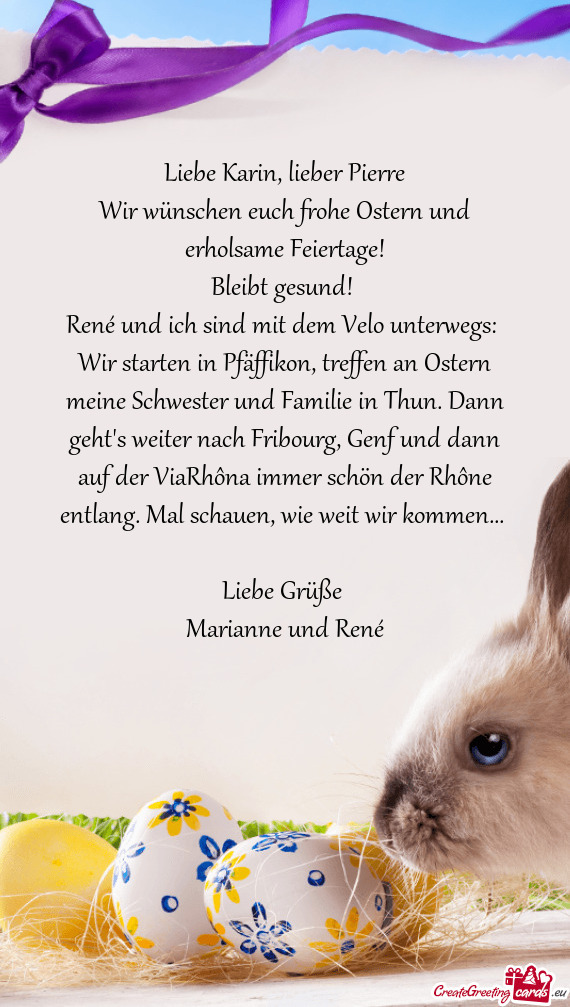 Liebe Karin, lieber Pierre