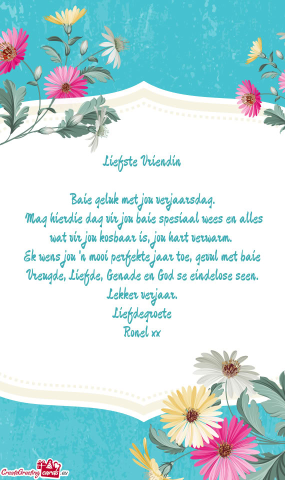 Liefdegroete Ronel xx