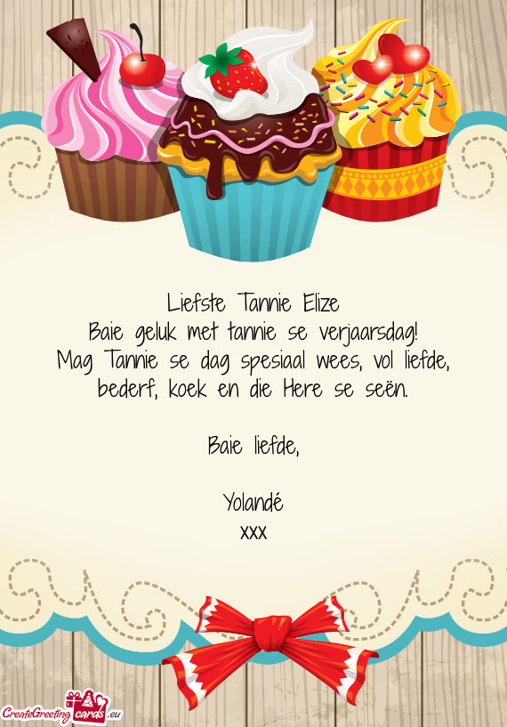 Liefste Tannie Elize