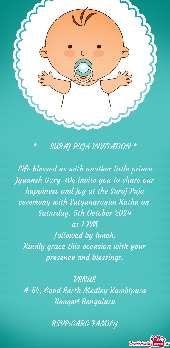 Life blessed us with another little prince Jyaansh Garg. We invite you to share our happiness and jo