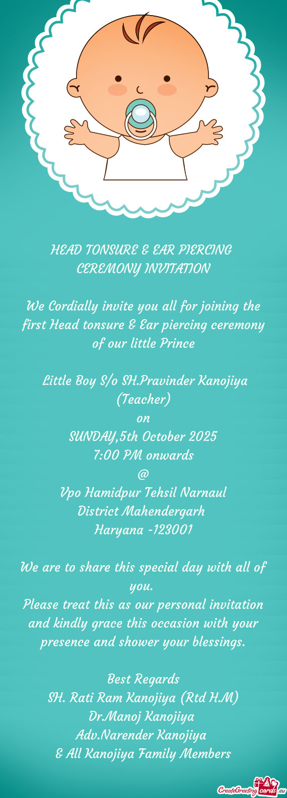 Little Boy S/o SH.Pravinder Kanojiya (Teacher)
