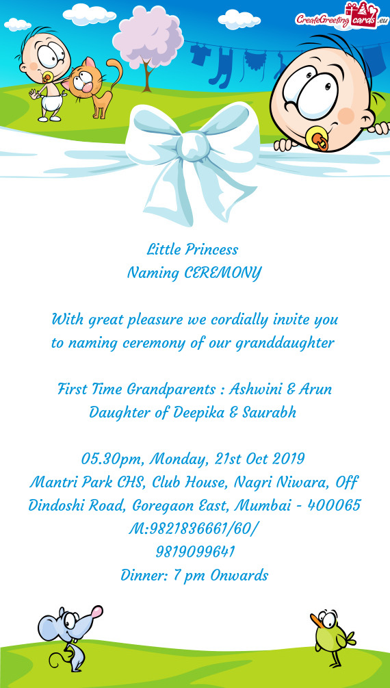 Little Princess   Naming CEREMONY    With great pleasure