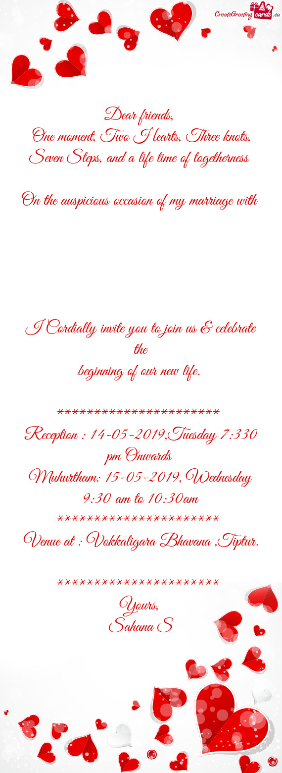 Lly invite you to join us & celebrate the
 beginning of our new life