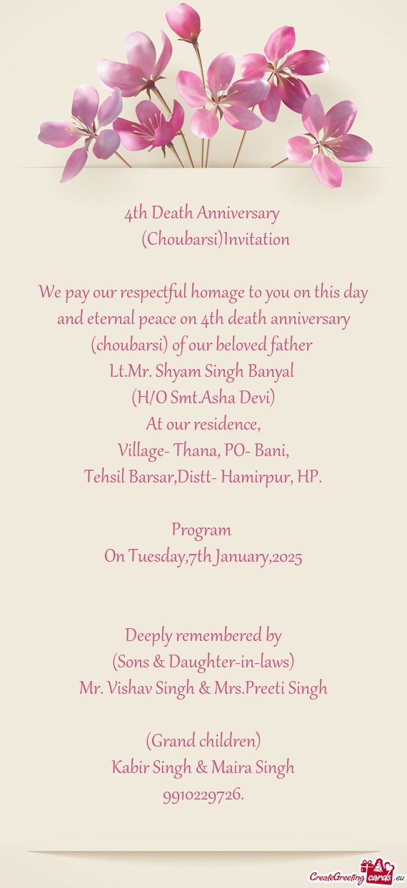 Lt.Mr. Shyam Singh Banyal