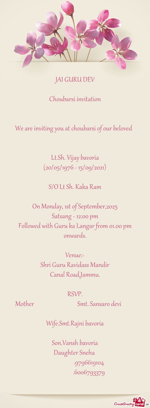 Lt.Sh. Vijay bavoria