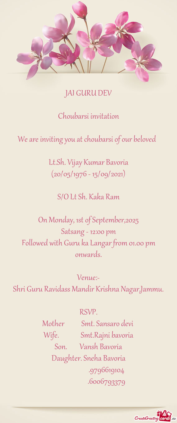 Lt.Sh. Vijay Kumar Bavoria