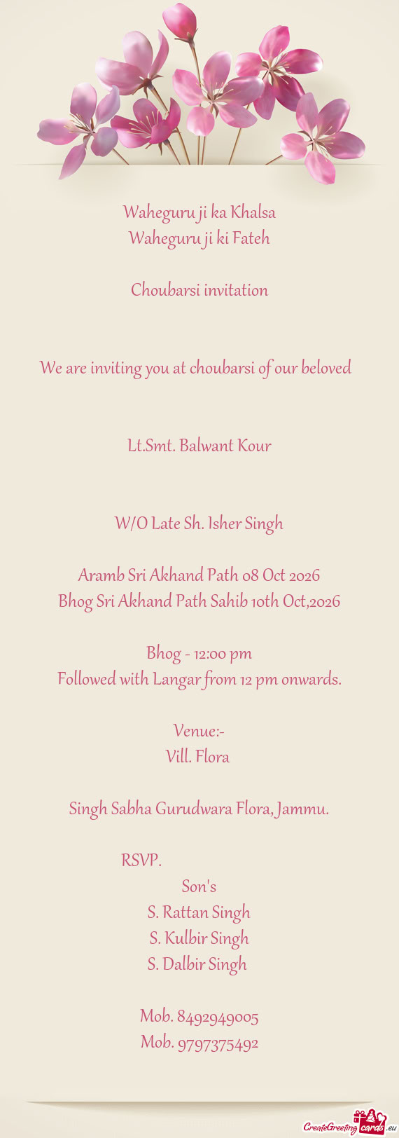 Lt.Smt. Balwant Kour