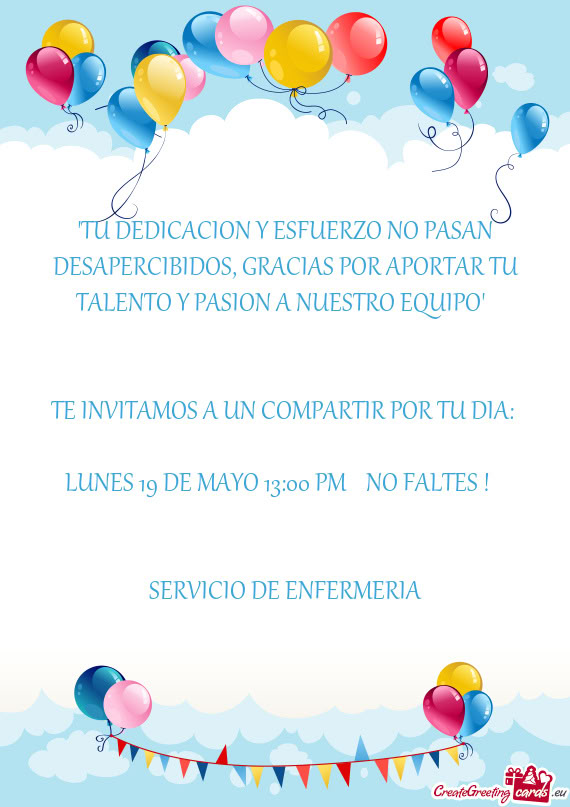 LUNES 19 DE MAYO 13:00 PM NO FALTES