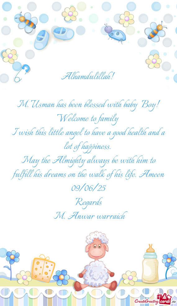 M. Usman has been blessed with baby Boy