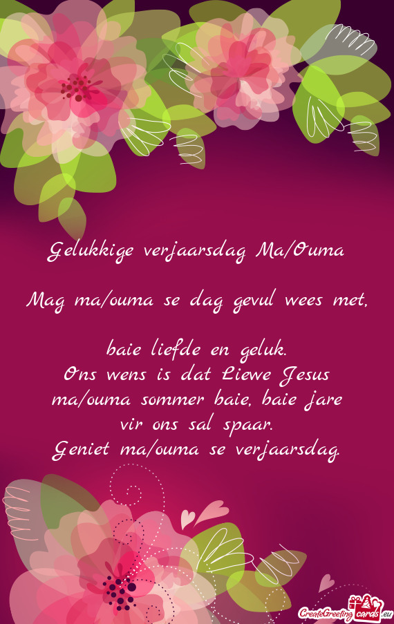 Mag ma/ouma se dag gevul wees met