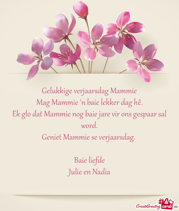 Mag Mammie 'n baie lekker dag hê