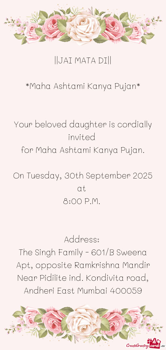 Maha Ashtami Kanya Pujan