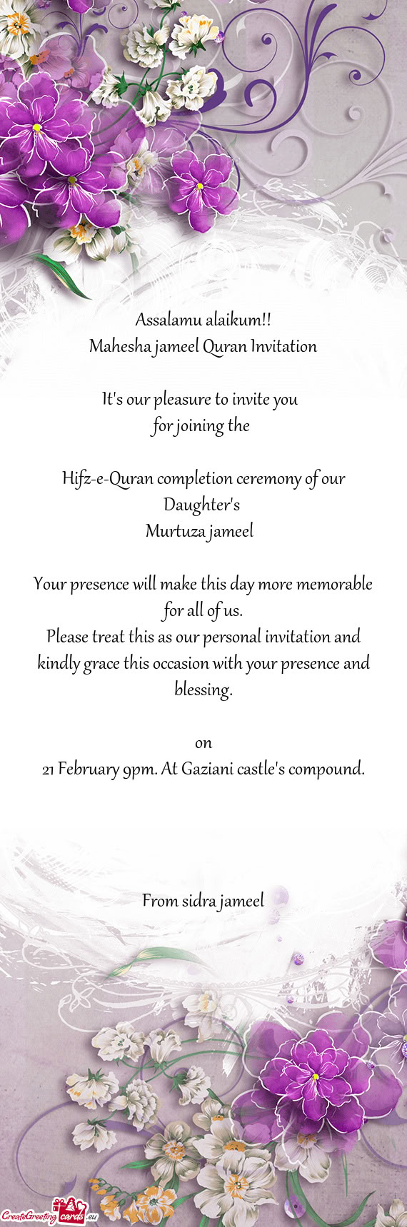 Mahesha jameel Quran Invitation