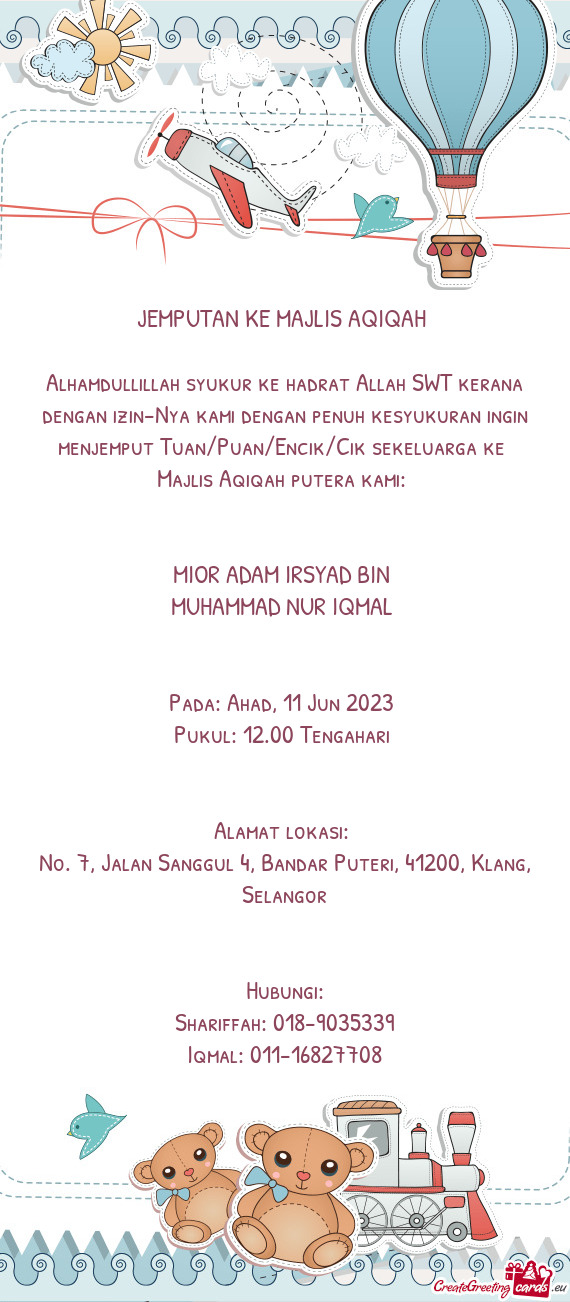 Majlis Aqiqah putera kami