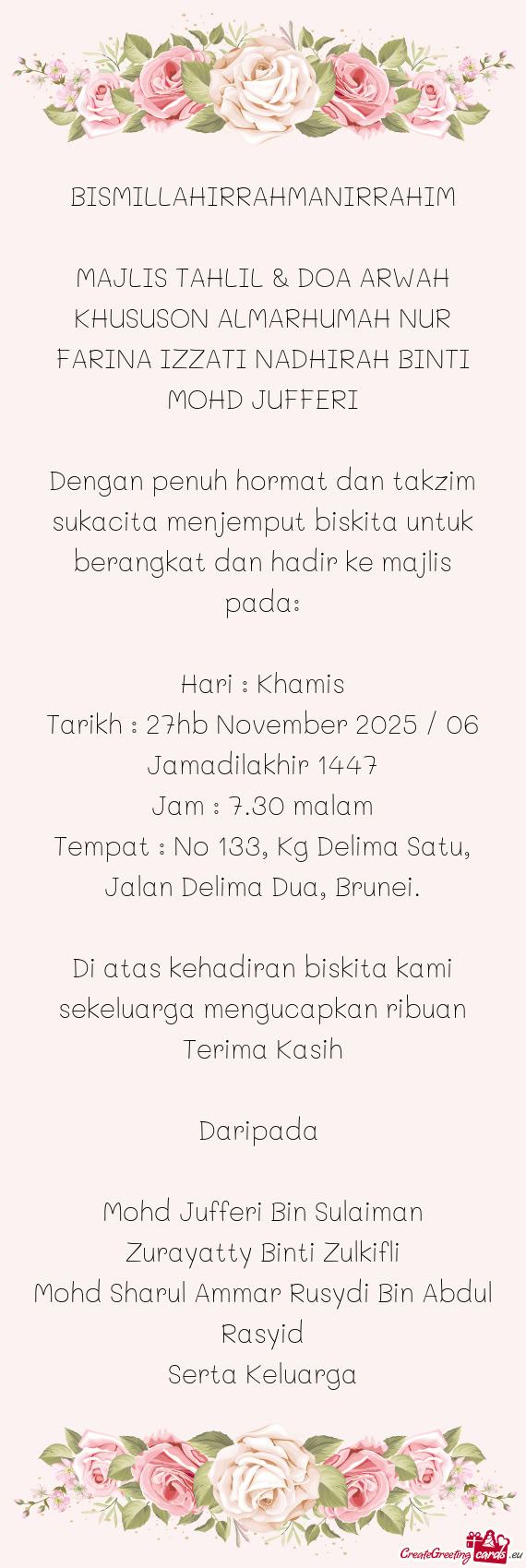 MAJLIS TAHLIL & DOA ARWAH