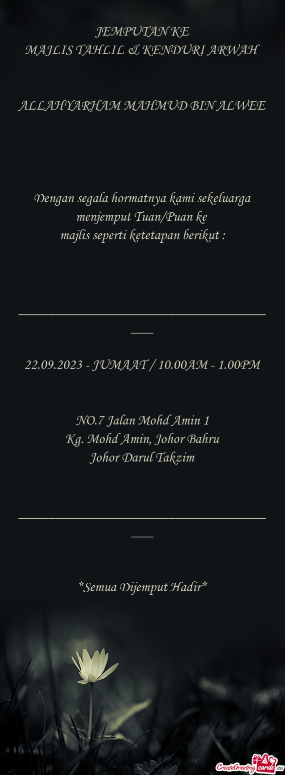 MAJLIS TAHLIL & KENDURI ARWAH