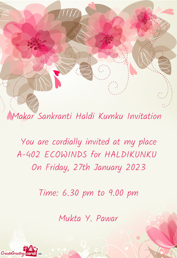 Makar Sankranti Haldi Kumku Invitation