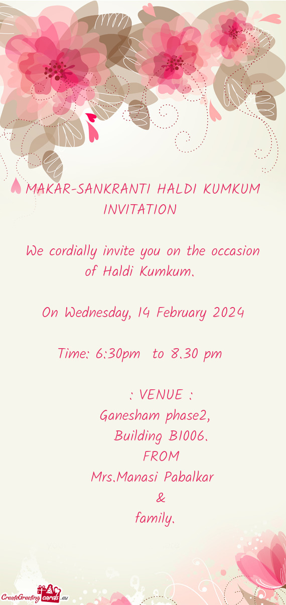 MAKAR-SANKRANTI HALDI KUMKUM INVITATION