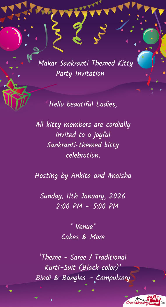 🪁Makar Sankranti Themed Kitty Party Invitation🪁
