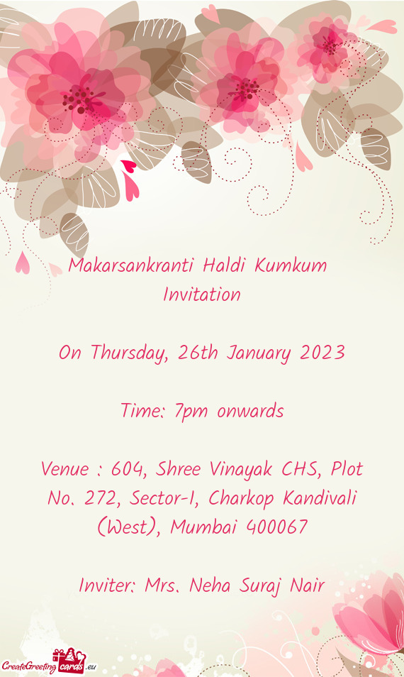 Makarsankranti Haldi Kumkum Invitation