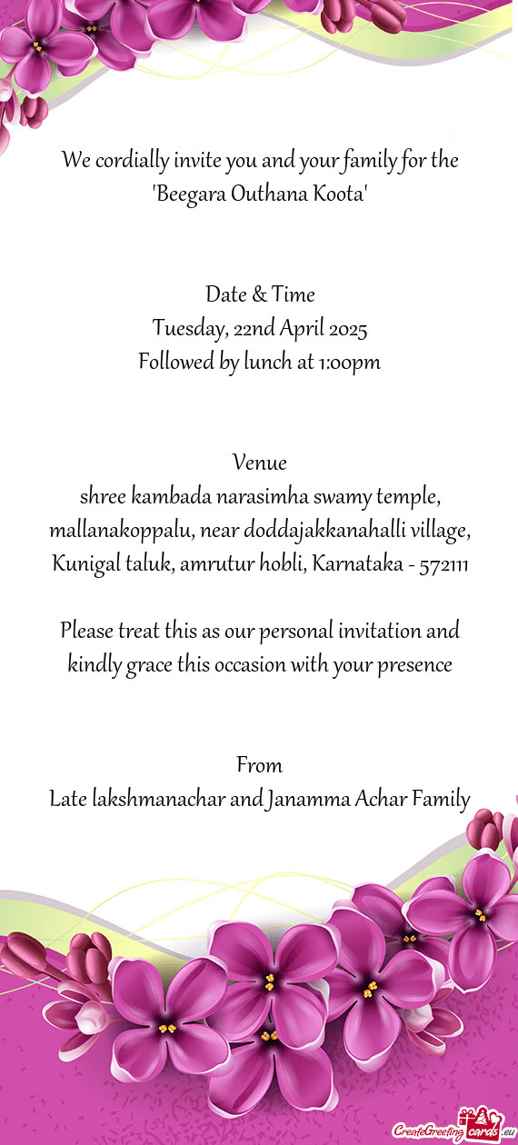 Mallanakoppalu, near doddajakkanahalli village, Kunigal taluk, amrutur hobli, Karnataka - 572111