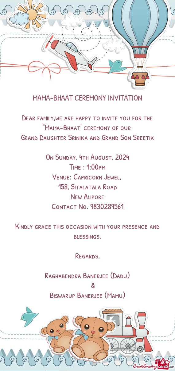 MAMA-BHAAT CEREMONY INVITATION