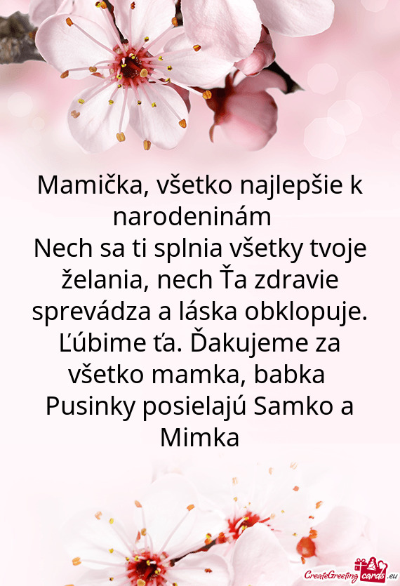 Mamička, všetko najlepšie k narodeninám💐