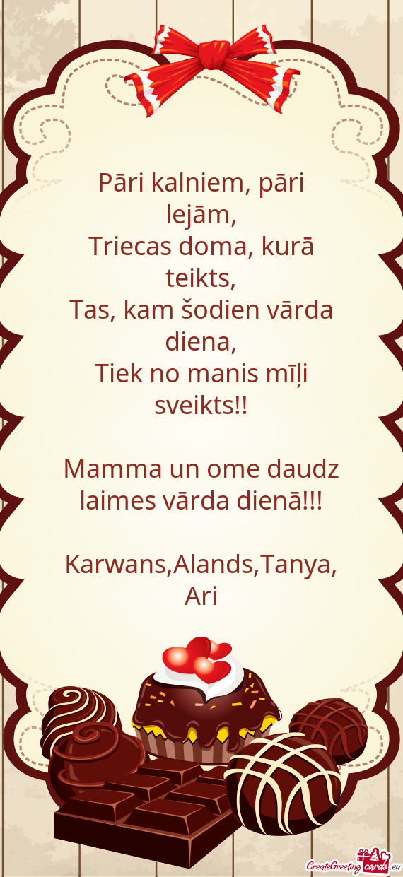 Mamma un ome daudz laimes vārda dienā