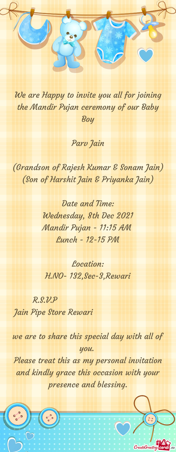 Mandir Pujan - 11:15 AM